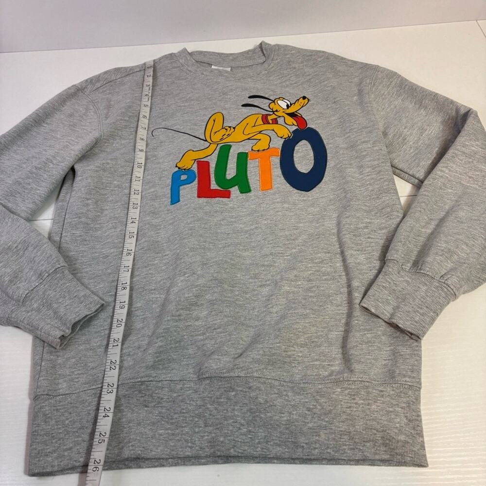 Disney Parks Gray Crewneck Sweater with Colorful Pluto Graphic Size Large C0049 - Picture 4 of 6
